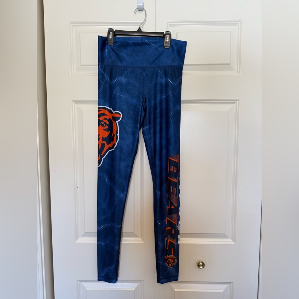 Chicago Bears Leggings Logo Spellout Blue Orange NFL Women’s Sleepwear SMALL